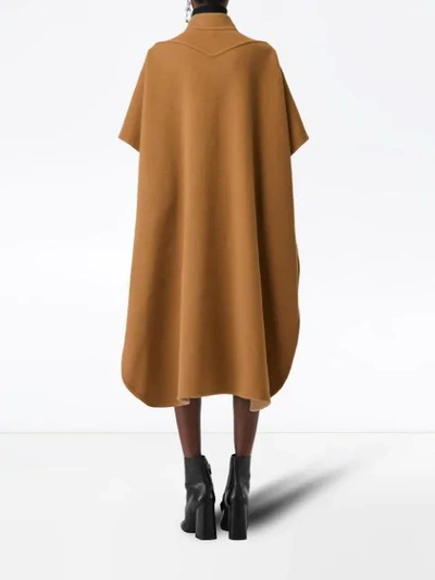 Shop Burberry Reversible Check Oversized Poncho In 1002 Camel