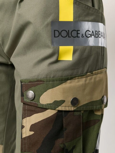 Shop Dolce & Gabbana Patch Detail Cropped Cotton Cargo Trousers In Green