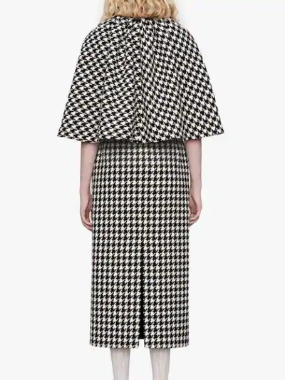 Shop Gucci Houndstooth Cape Dress In Black