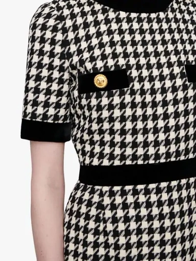 Shop Gucci Houndstooth Cape Dress In Black