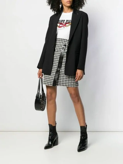 Philipp Plein Houndstooth Short Skirt In Black