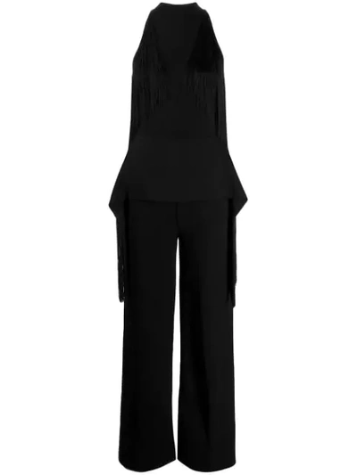 Shop Stella Mccartney Fringed Halterneck Jumpsuit In Black