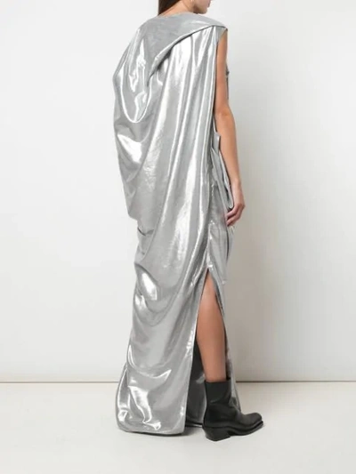 Shop Rick Owens Metallic Effect Draped Dress In Silver