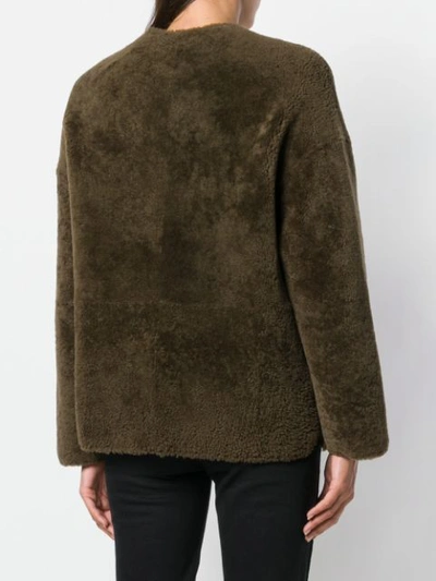 Shop Yves Salomon Meteo Boxy Textured Jacket In Green