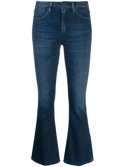 Shop Dondup Kick Flare Cropped Jeans In Blue