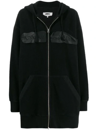 Shop Mm6 Maison Margiela Inside-out Embroidered Logo Hooded Jacket In Black