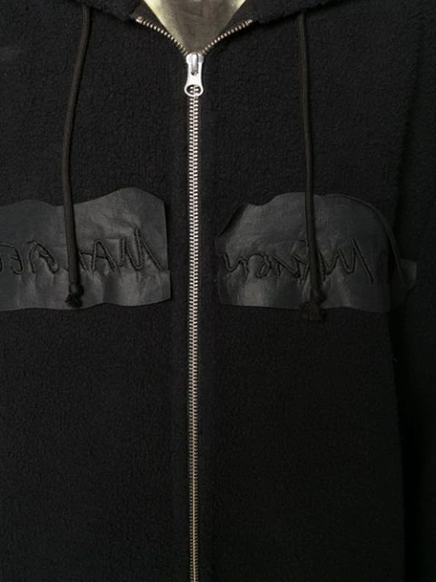 Shop Mm6 Maison Margiela Inside-out Embroidered Logo Hooded Jacket In Black