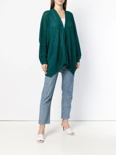 Shop Mes Demoiselles Asymmetric Hem Cardigan In Green