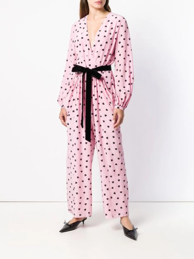 Shop Valentino Heart Print Jumpsuit - Pink