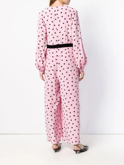 Shop Valentino Heart Print Jumpsuit - Pink