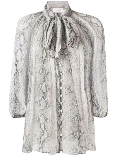 Shop Zimmermann Pussy Bow Blouse In Neutrals
