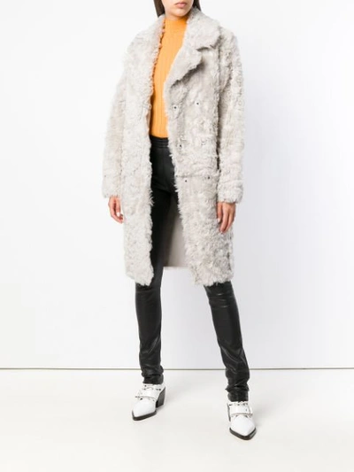 Shop Drome Reversible Fur Coat - Neutrals