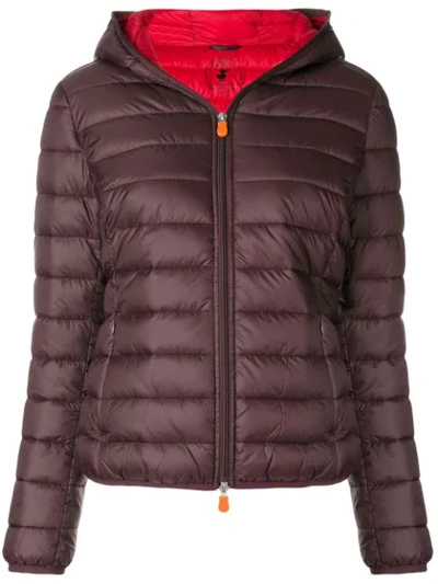 Shop Save The Duck Hooded Padded Jacket - Brown
