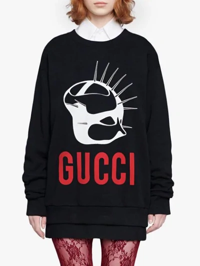 Shop Gucci Manifesto Oversized Sweatshirt In Black
