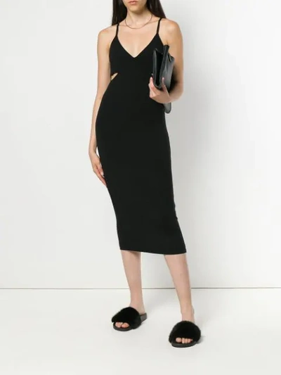 Shop Alexander Wang T Fishnet Detail Fitted Dress In Black