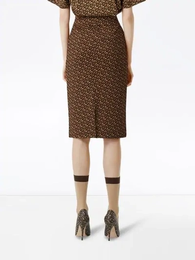 Shop Burberry Monogram Stripe Print Stretch Jersey Pencil Skirt In Brown