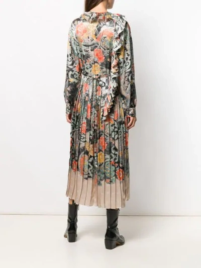 Shop Valentino Oriental Print Satin Dress In Neutrals