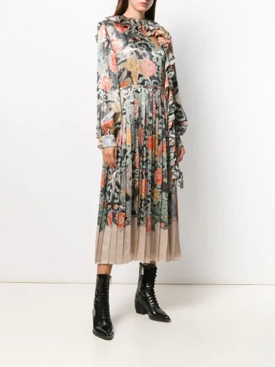 Shop Valentino Oriental Print Satin Dress In Neutrals