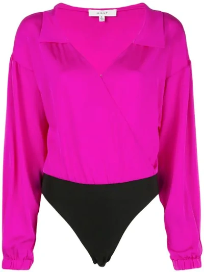 Shop Milly Leotard Blouse In Pink