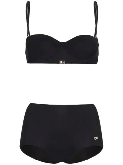 Shop Dolce & Gabbana High-waisted Bikini In Black