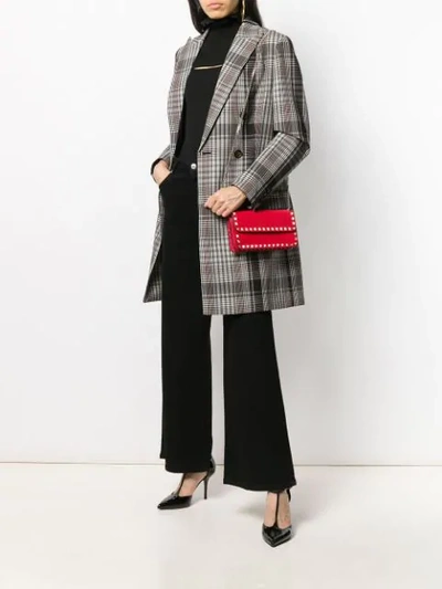 Shop Versace Plaid Double-breasted Coat In Black