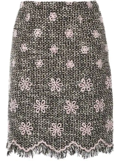 Shop Giambattista Valli Floral Embroidered Skirt In Black