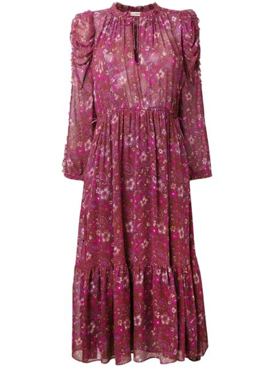 Shop Ulla Johnson Floral Print Midi Dress In Pink