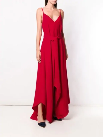 Shop Valentino Belted Maxi Dress In Red