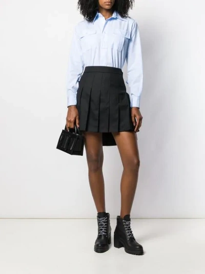 Shop Thom Browne Pleated Step-hem Mini Skirt In Black