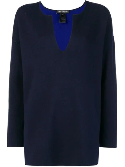 Shop Iris Von Arnim Split Neck Sweater - Blue