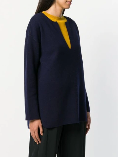 Shop Iris Von Arnim Split Neck Sweater - Blue