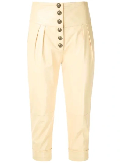 Shop Andrea Bogosian Leather Cropped Trousers In Yellow