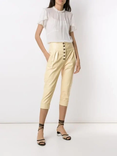 Shop Andrea Bogosian Leather Cropped Trousers In Yellow