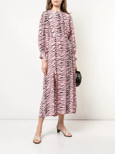 Shop Rixo London Tiger Stripe Dress In Pink
