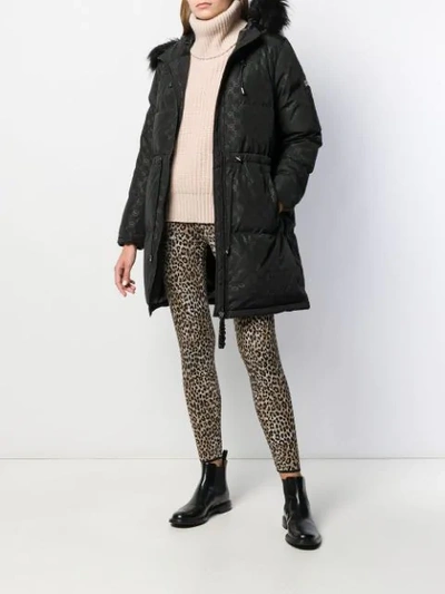 Shop Michael Michael Kors Logo Monogram Coat In Black