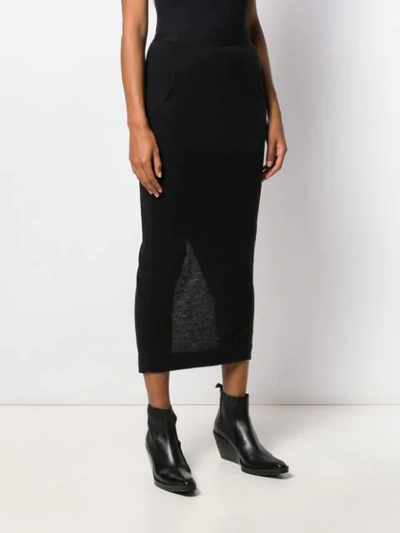 Shop Rick Owens Fine Knit Midi Skirt In Black