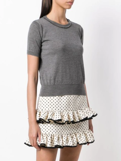 Shop Pinko Short Sleeve Sweater In Grey