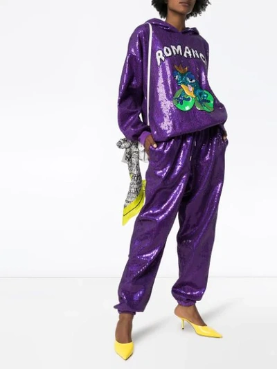 Shop Ashish Sequin-embellished Track Pants In Purple