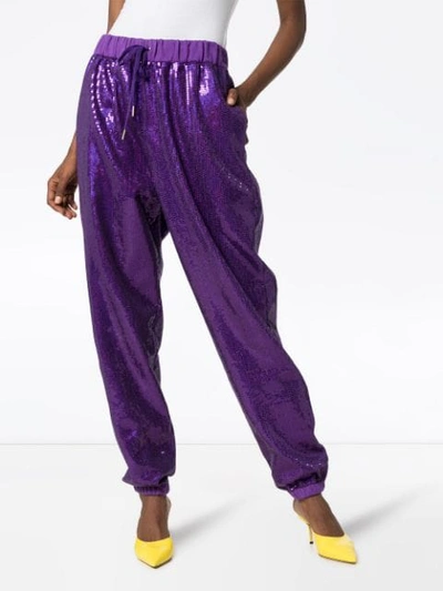 Shop Ashish Sequin-embellished Track Pants In Purple
