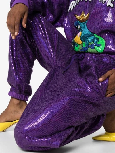 ASHISH SEQUIN-EMBELLISHED TRACK PANTS - 紫色