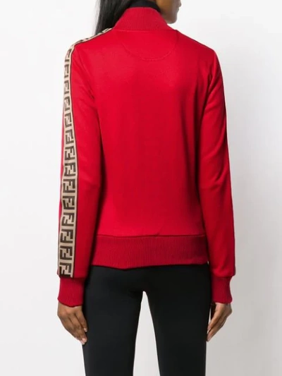 Shop Fendi Ff Motif Band Sweatshirt In Red