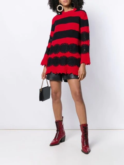 Shop Philosophy Di Lorenzo Serafini Longline Striped Jumper In Red