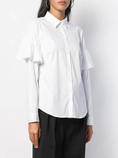 Shop Red Valentino Ruffle Sleeve Shirt In White