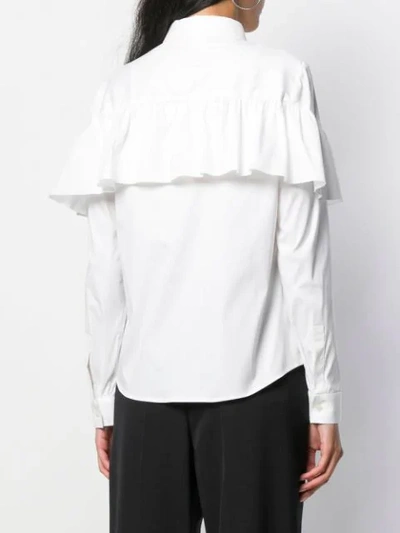 Shop Red Valentino Ruffle Sleeve Shirt In White