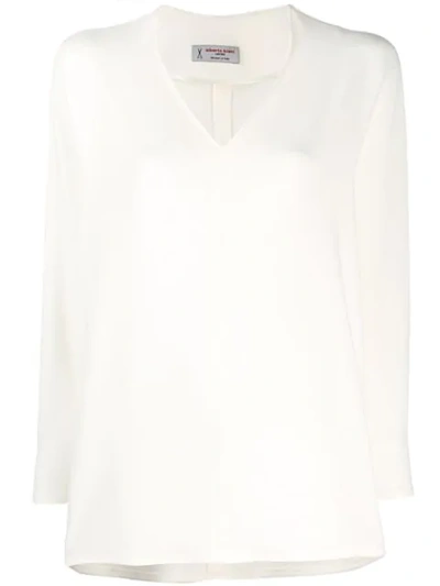 Shop Alberto Biani V-neck Blouse In White