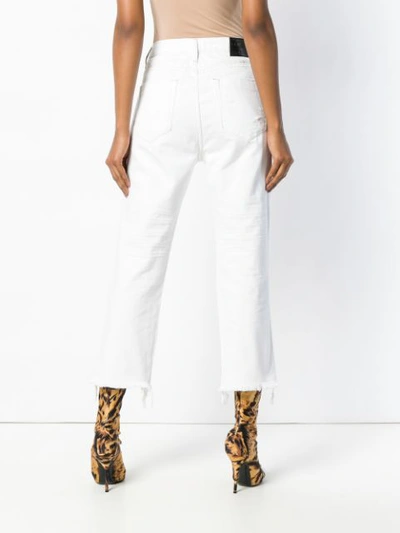 Shop One Teaspoon Ripped Bootcut Cropped Jeans - White