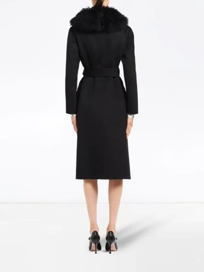 Shop Prada Double-breasted Belted Coat In Black