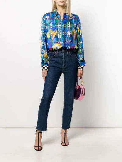 Shop Cavalli Class Loose-fit Printed Shirt In Blue