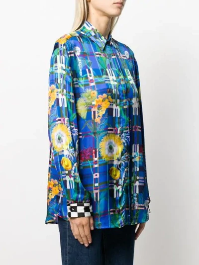 Shop Cavalli Class Loose-fit Printed Shirt In Blue