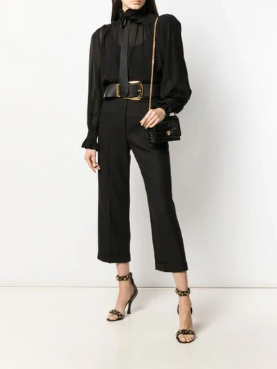 SAINT LAURENT POET STRUCTURED-SHOULDERS BLOUSE - 黑色